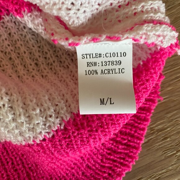 Dreamers Bright Pink and White Striped Sweater Size M/L NWT - Picture 10 of 10